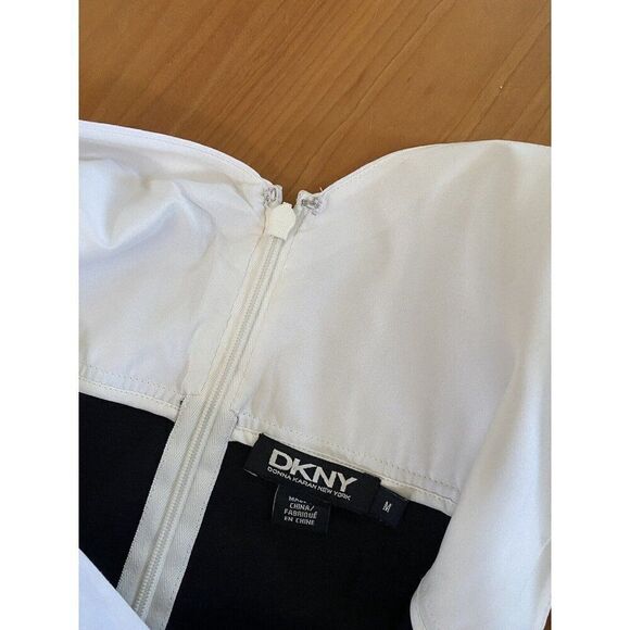 DKNY Dress Color Block Black Pink White Sheath Medium V-Neck Colorblock - Picture 5 of 8